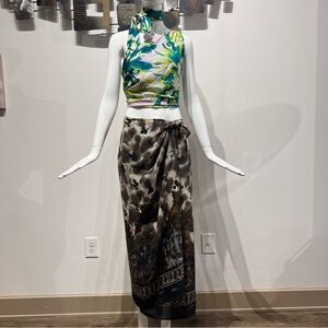 Whimsy Goth Leaves Fall Patricia Jones 90’s Vintage Wrap Around Skirt Size 4